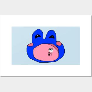 Yawning Blue Frog Posters and Art